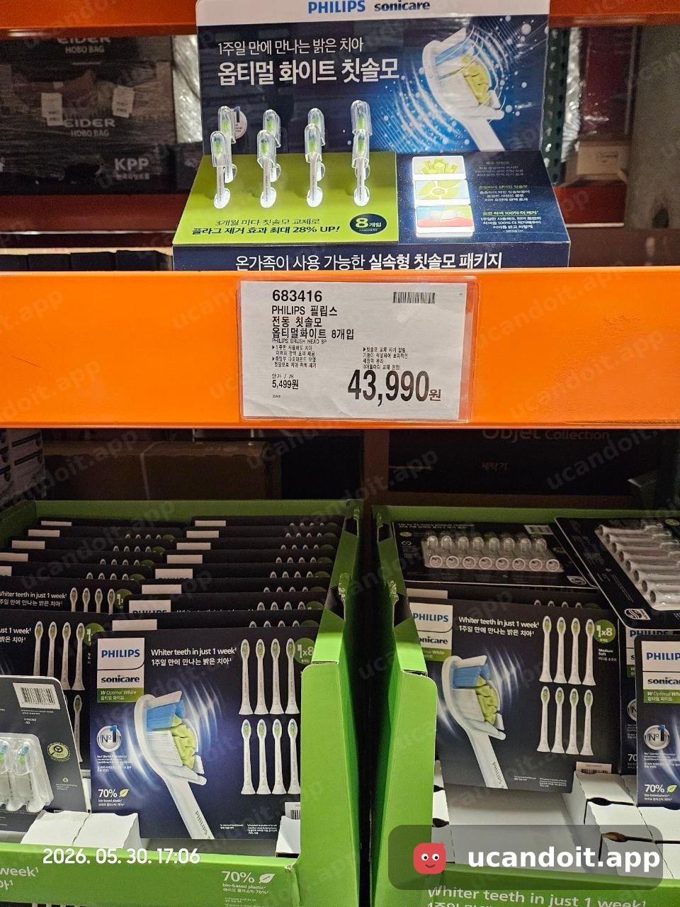 PHILIPS 필립스 전동칫솔모 옵티멀화이트 8개입 — 43,990원